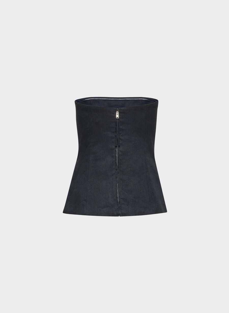 elegantes leinen-tube-top in dunkelblau