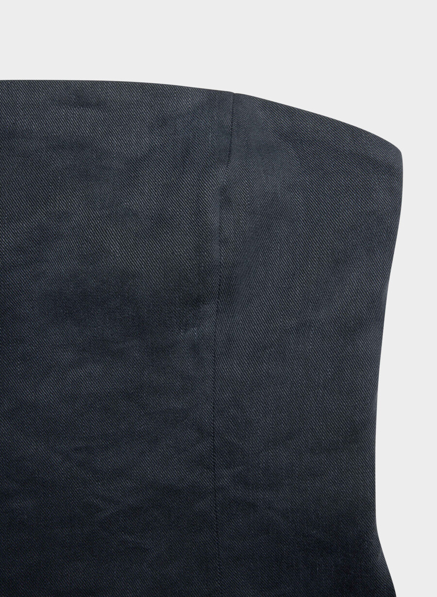 elegantes leinen-tube-top in dunkelblau