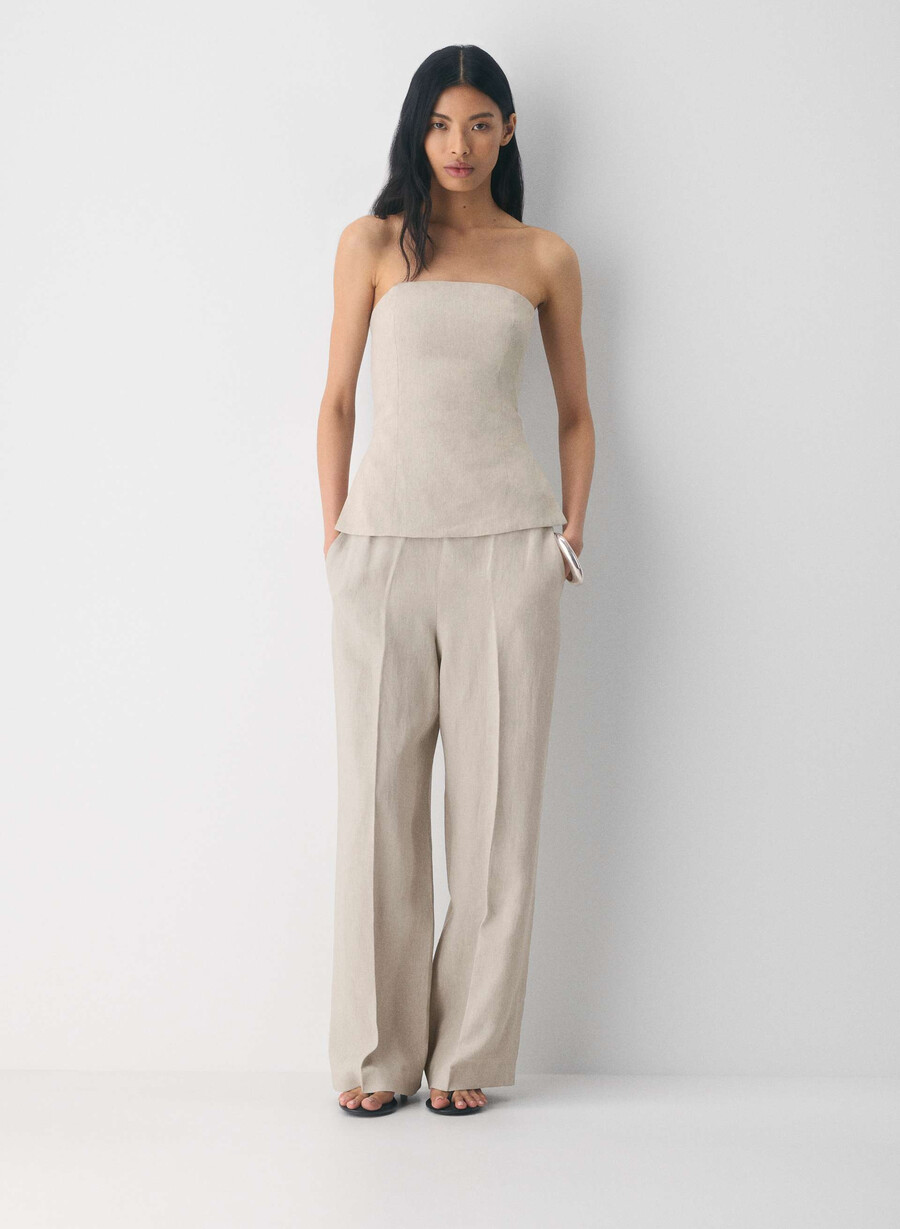 elegantes leinen-tube-top ungefärbt dunkelblau