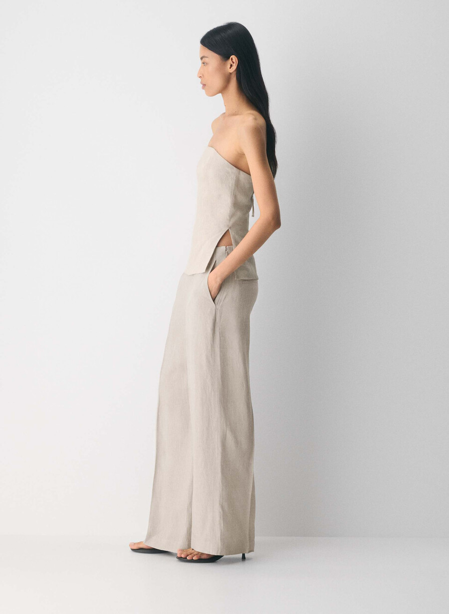 elegantes leinen-tube-top ungefärbt dunkelblau