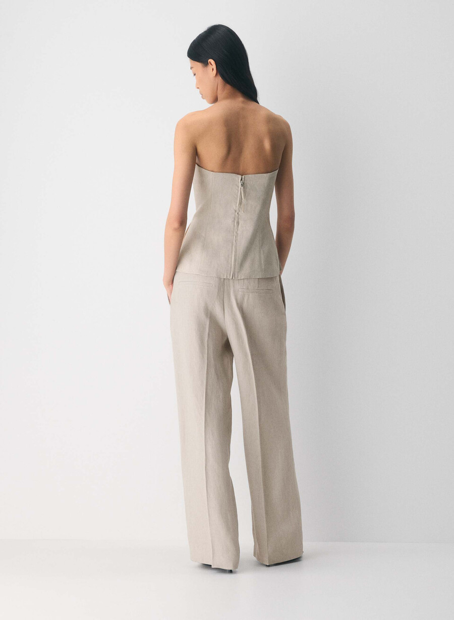 elegantes leinen-tube-top ungefärbt dunkelblau