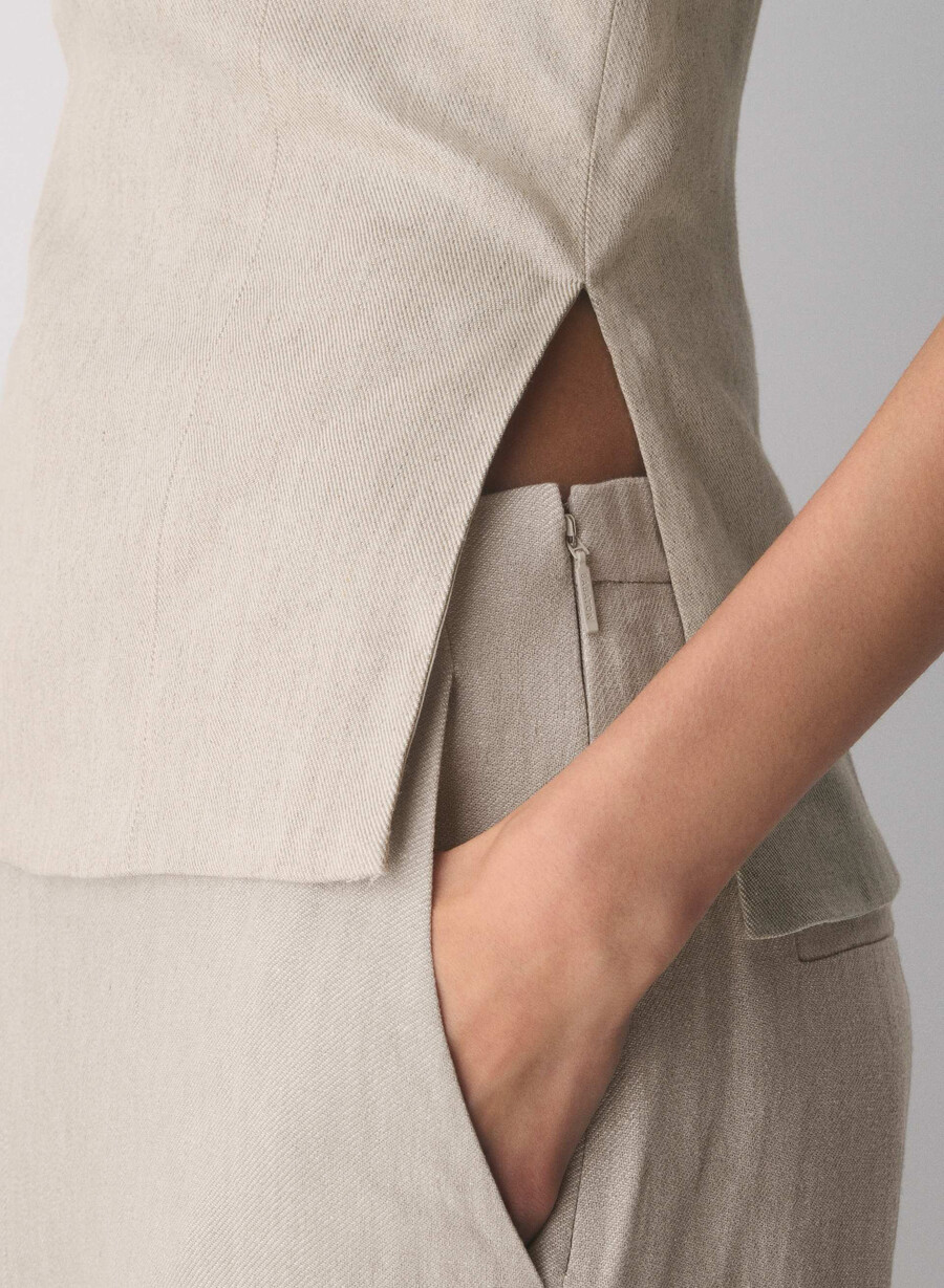 elegantes leinen-tube-top ungefärbt dunkelblau