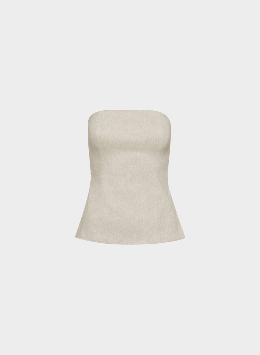 elegantes leinen-tube-top ungefärbt dunkelblau
