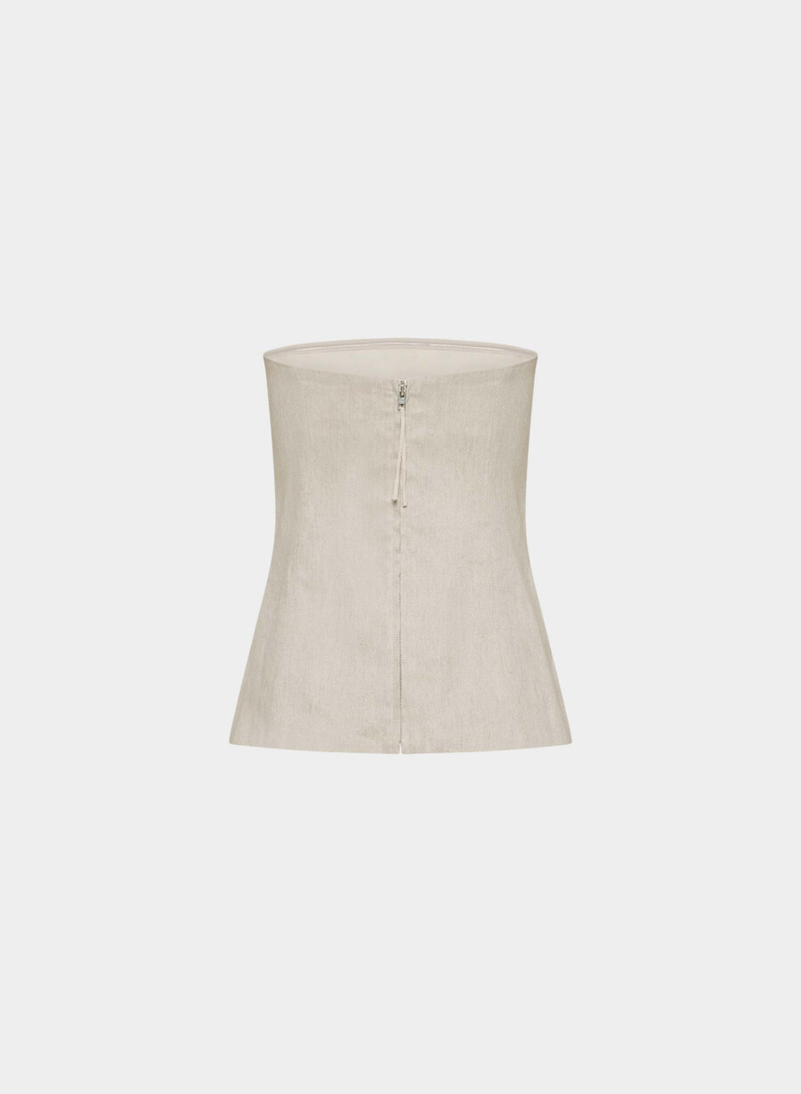 elegantes leinen-tube-top ungefärbt dunkelblau