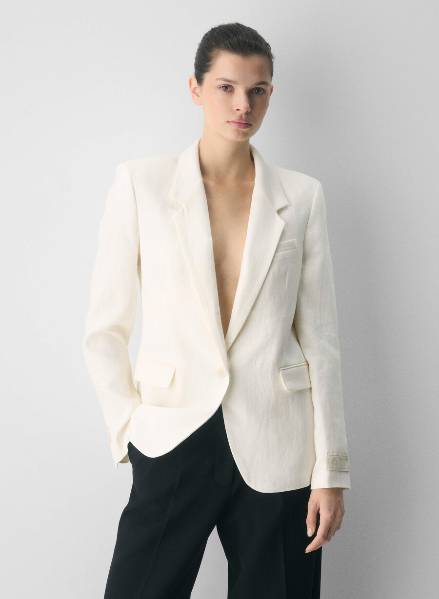 producer blazer - leinen hellbirche