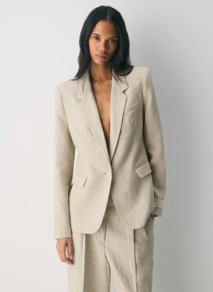 producer blazer - leinen pergamentbeige