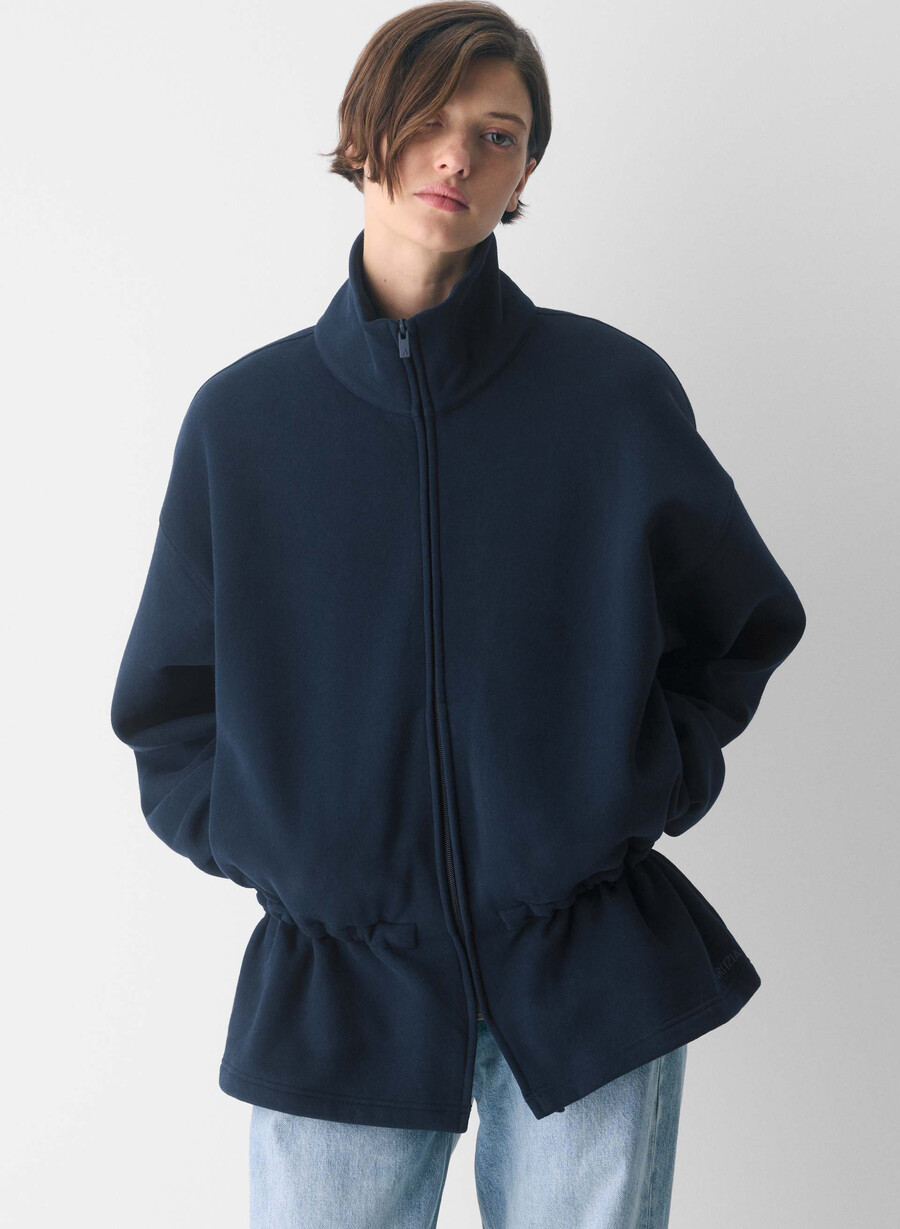 kuscheliges sweatfleece mit mega-kordelzug und reißverschluss admiral