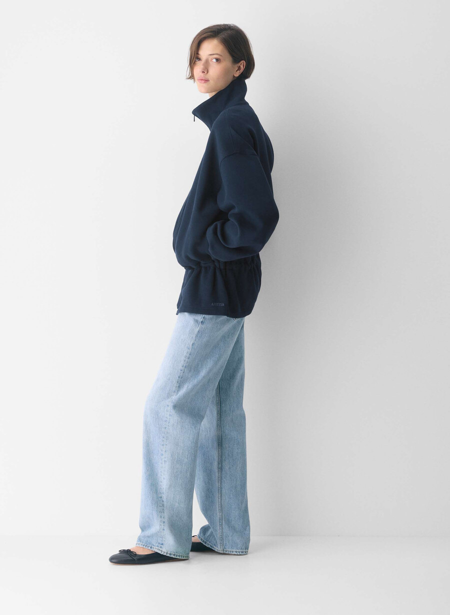 kuscheliges sweatfleece mit mega-kordelzug und reißverschluss admiral