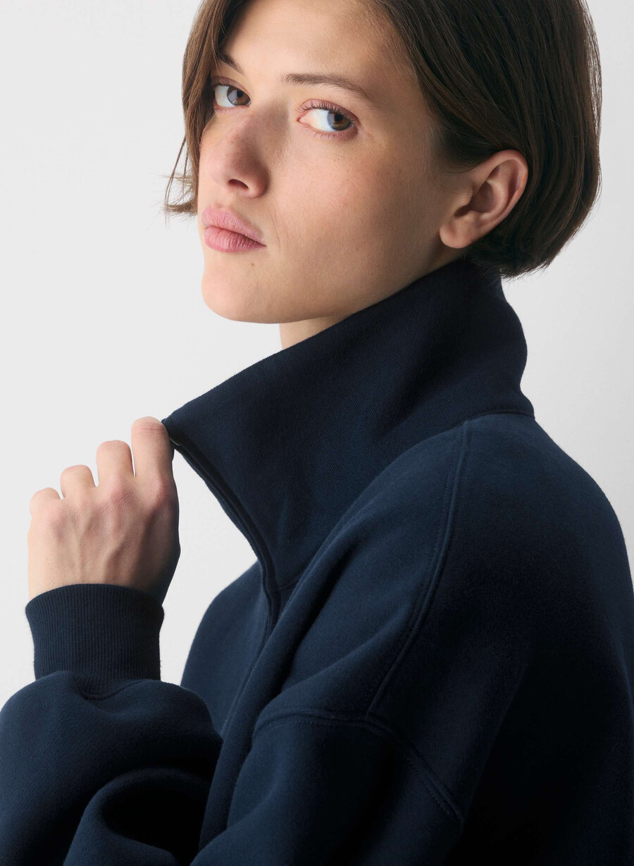 kuscheliges sweatfleece mit mega-kordelzug und reißverschluss admiral