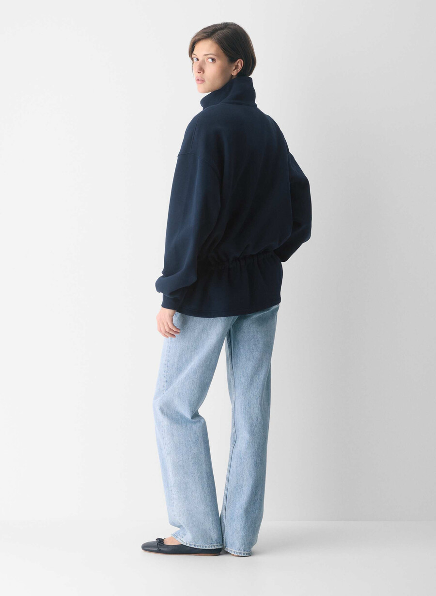 kuscheliges sweatfleece mit mega-kordelzug und reißverschluss admiral