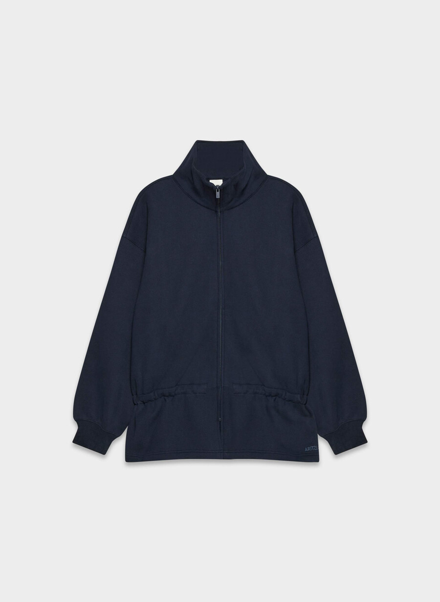 kuscheliges sweatfleece mit mega-kordelzug und reißverschluss admiral