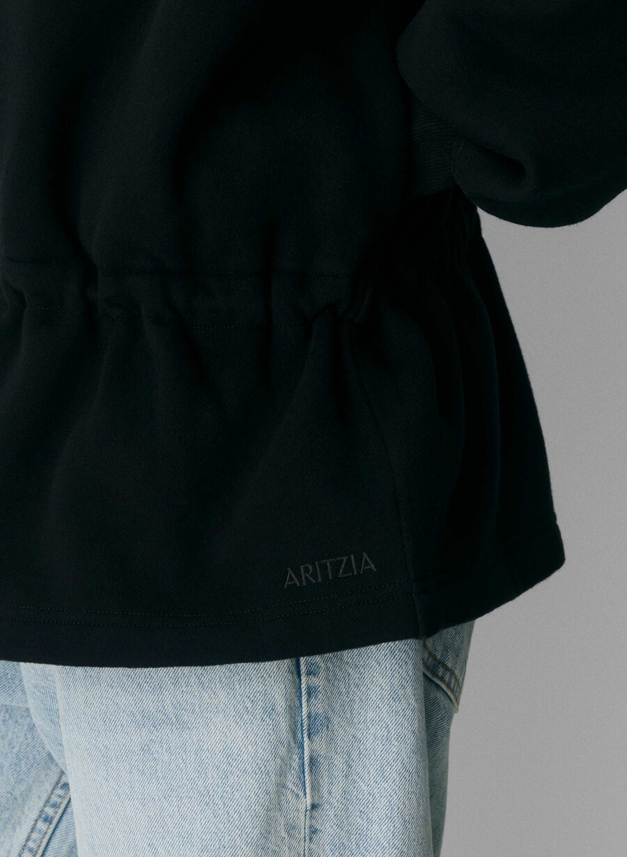 kuscheliges sweatfleece mit mega-kordelzug und reißverschluss schwarz