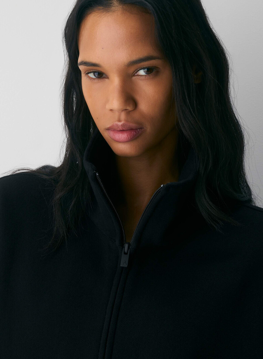 kuscheliges sweatfleece mit mega-kordelzug und reißverschluss schwarz
