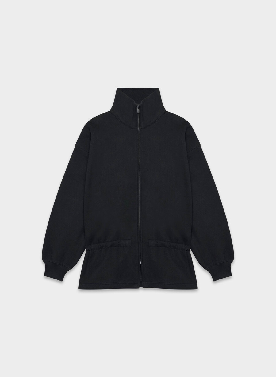 kuscheliges sweatfleece mit mega-kordelzug und reißverschluss schwarz