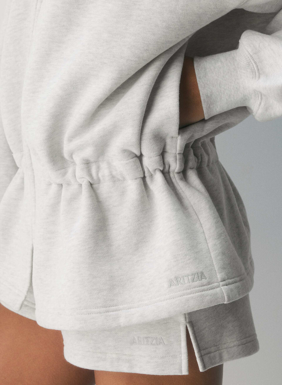 kuscheliges sweatfleece mit mega-kordelzug und reißverschluss heather cloud white