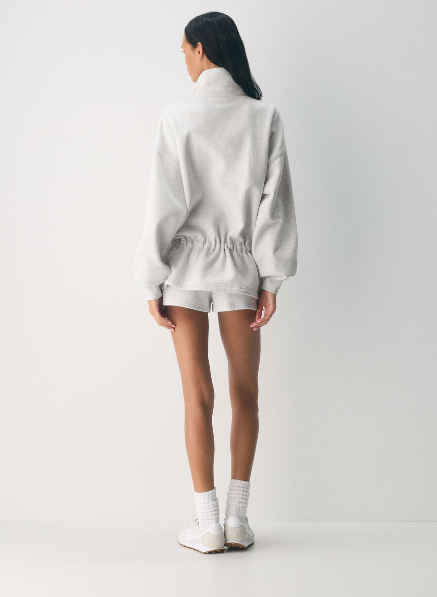 kuscheliges sweatfleece mit mega-kordelzug und reißverschluss heather cloud white