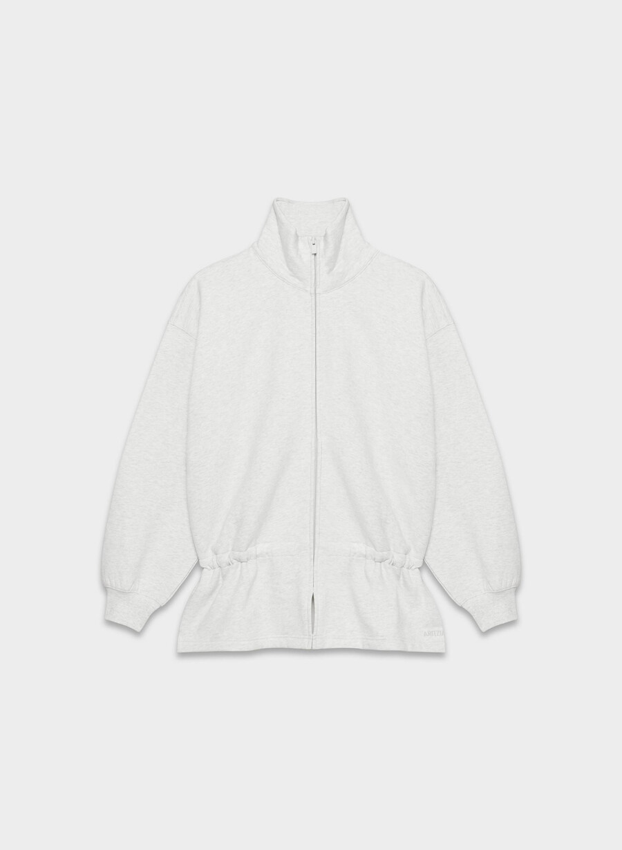 kuscheliges sweatfleece mit mega-kordelzug und reißverschluss heather cloud white