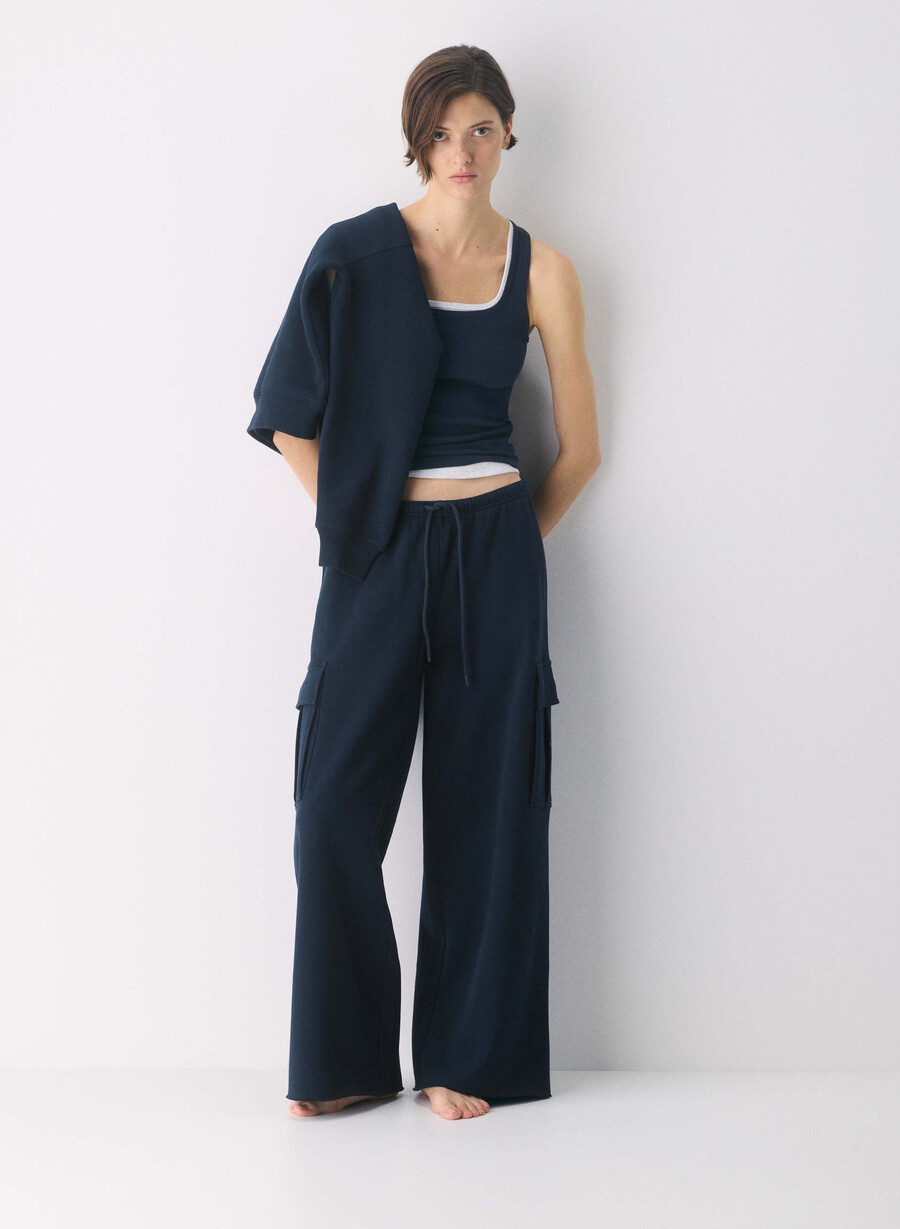 gemütliche sweatfleece mega cargo flutter sweatpant admiral
