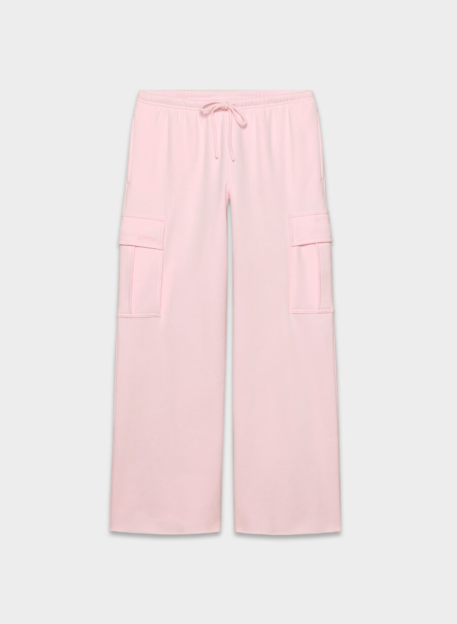 kuschelige fleece-sweatpants mit mega-cargo-schlagpolsterung farbe villa pink