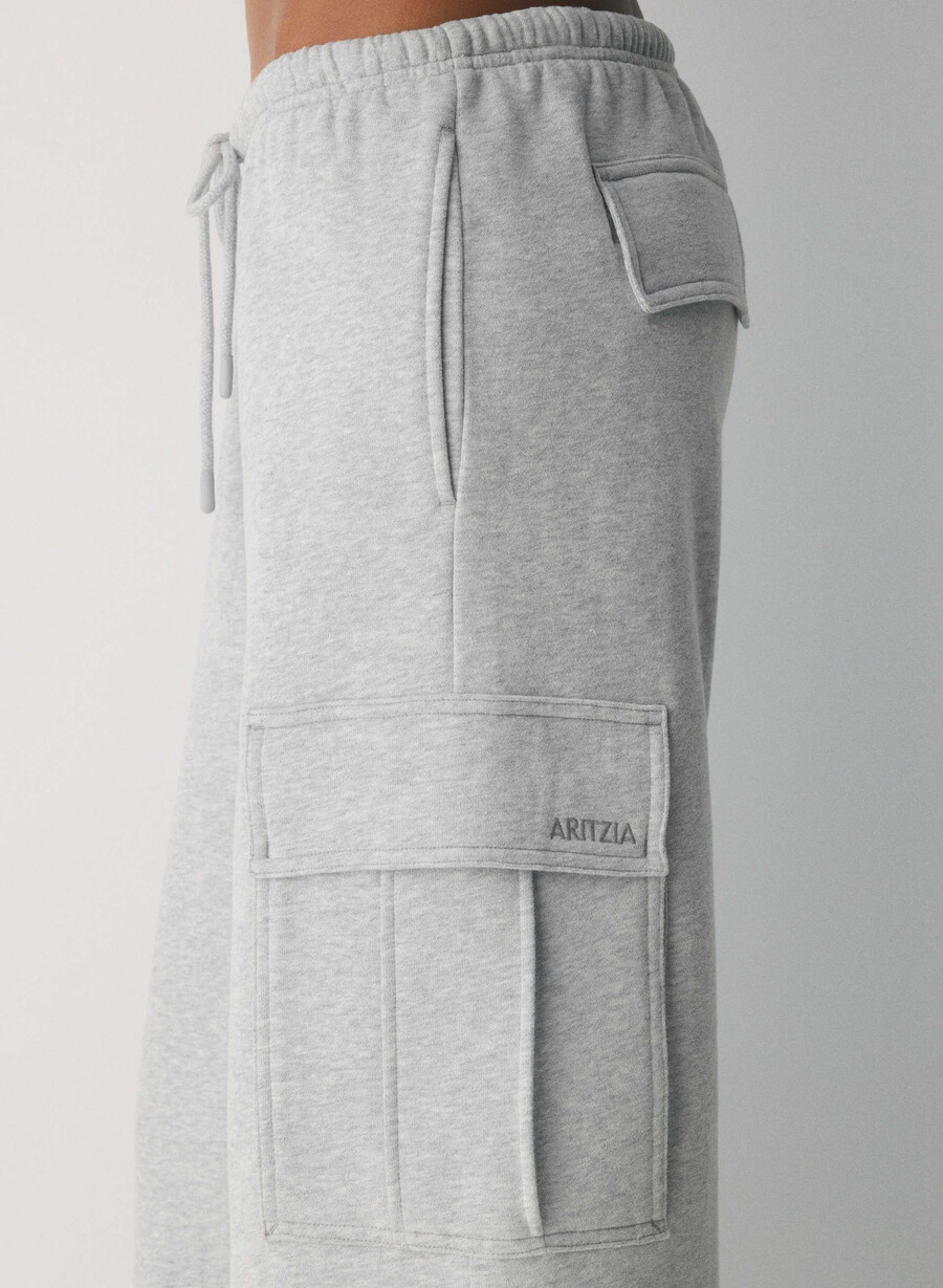 gemütliche fleece-sweatpants mit mega-cargo-schlagpolsterung meliertes chrom