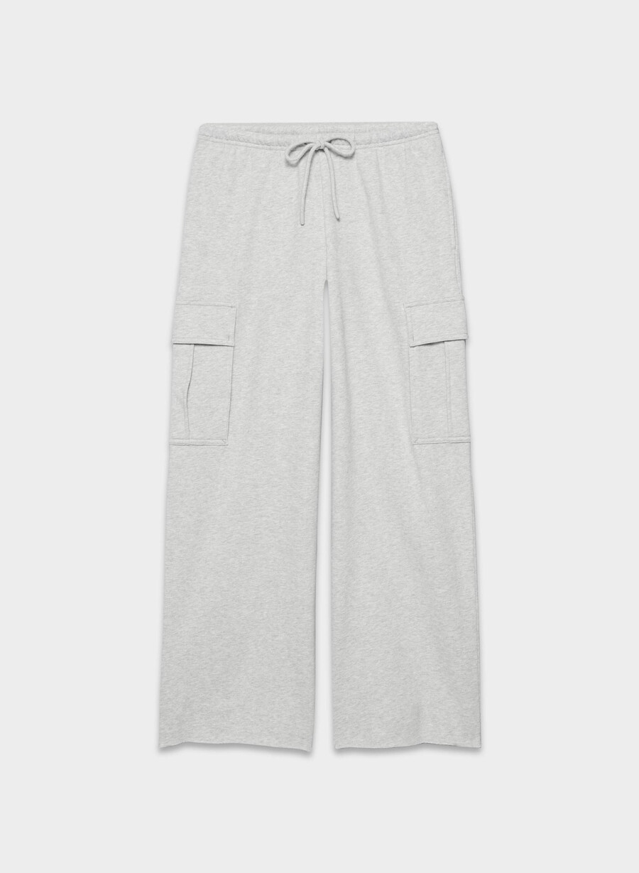 gemütliche fleece-sweatpants mit mega-cargo-schlagpolsterung meliertes chrom