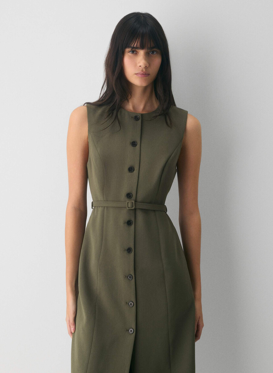 volutenkleid – crepette dark olive