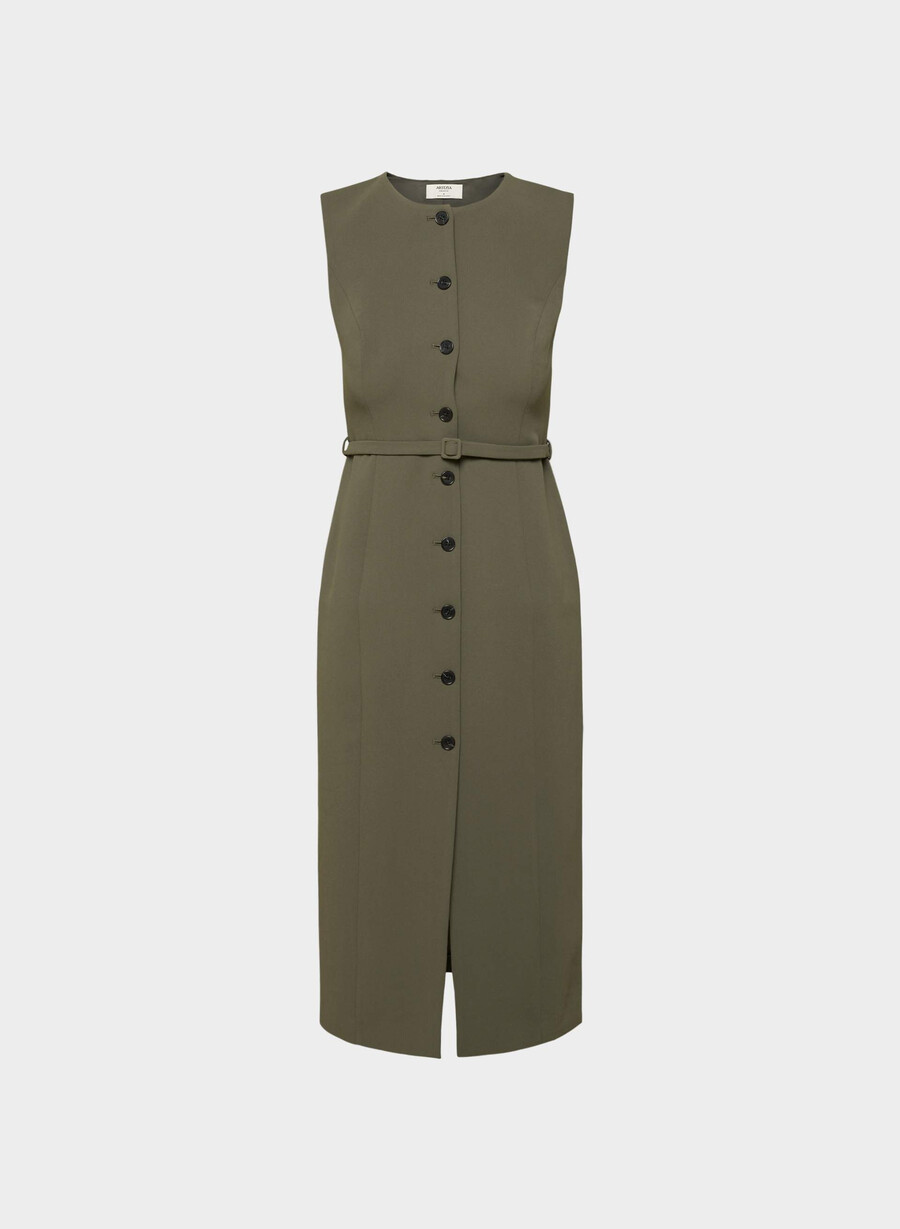 volutenkleid – crepette dark olive