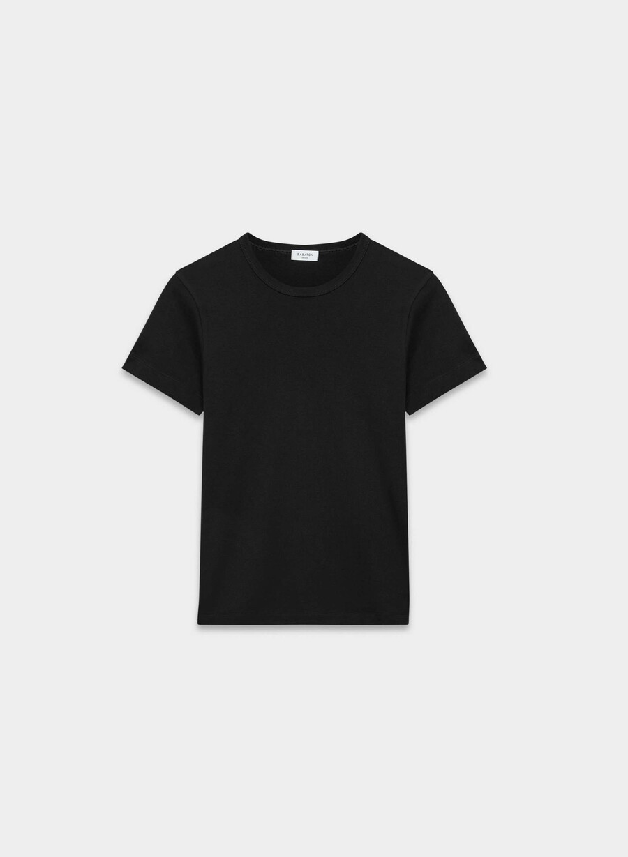 interlock-baumwoll-t-shirt schwarz