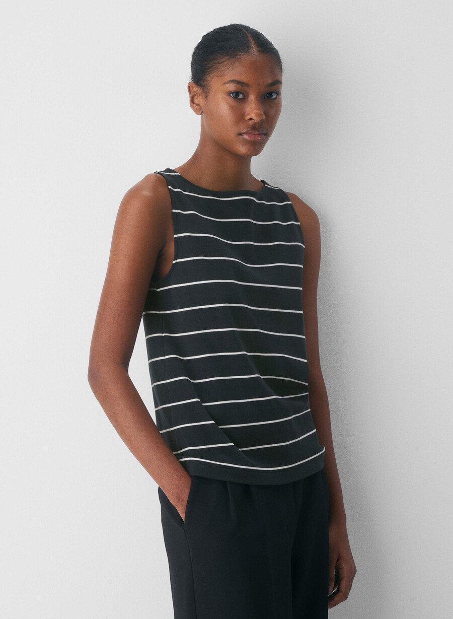 interlock cotton discern tanktop dunkelblauweiß