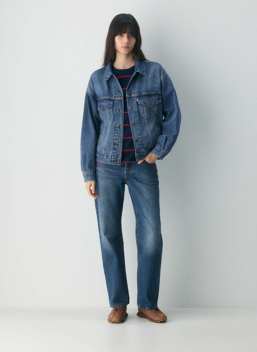 levis truckerjacke aus den 90ern dunkelindigo