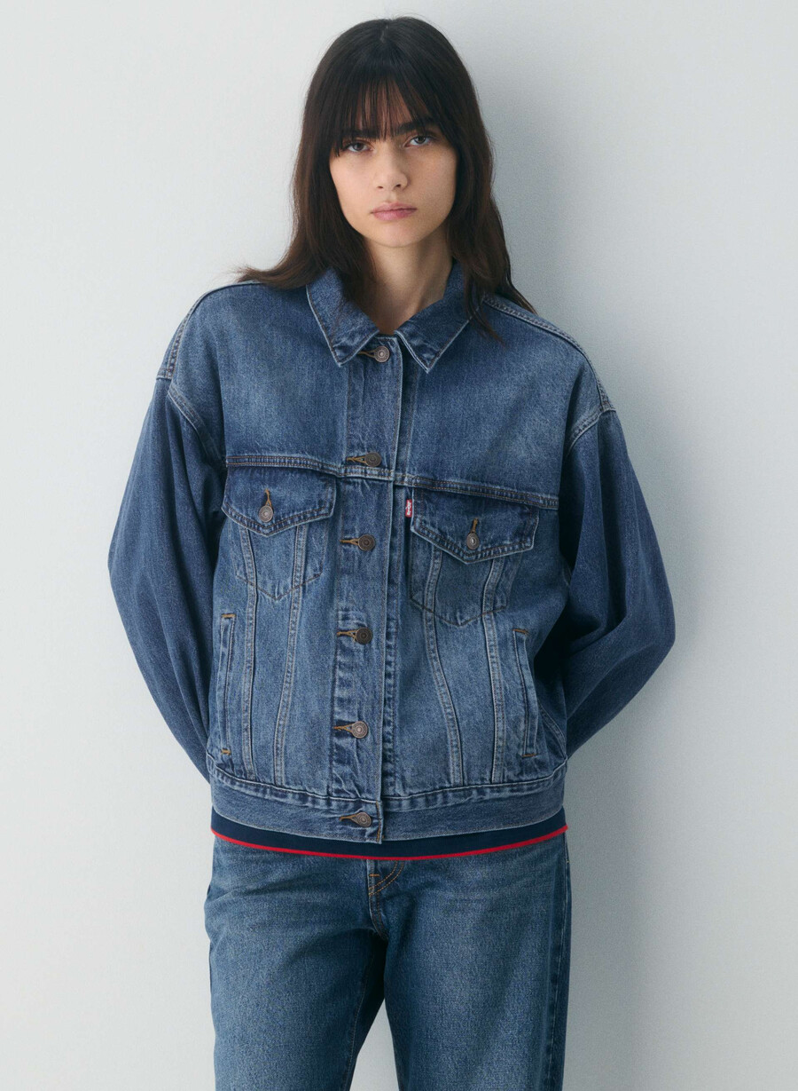 levis truckerjacke aus den 90ern dunkelindigo