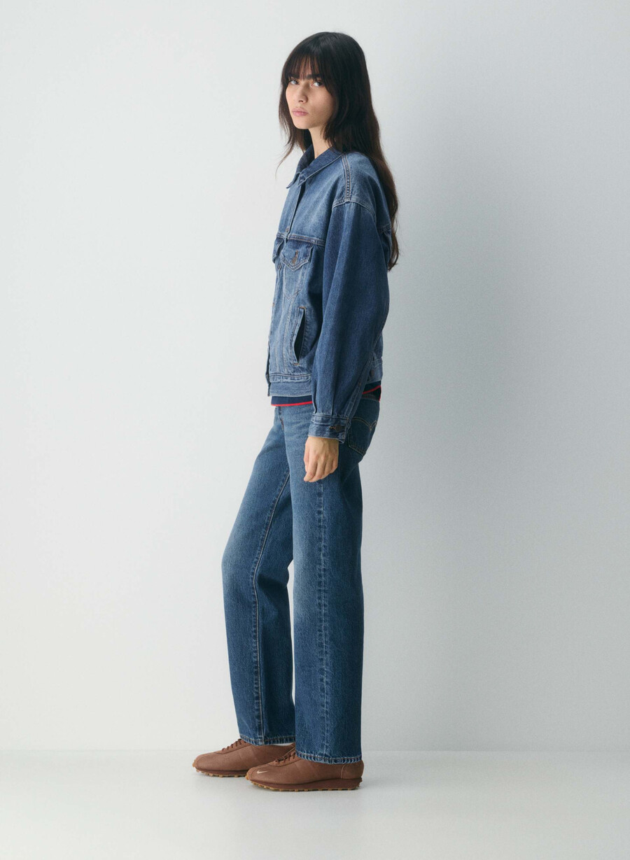 levis truckerjacke aus den 90ern dunkelindigo
