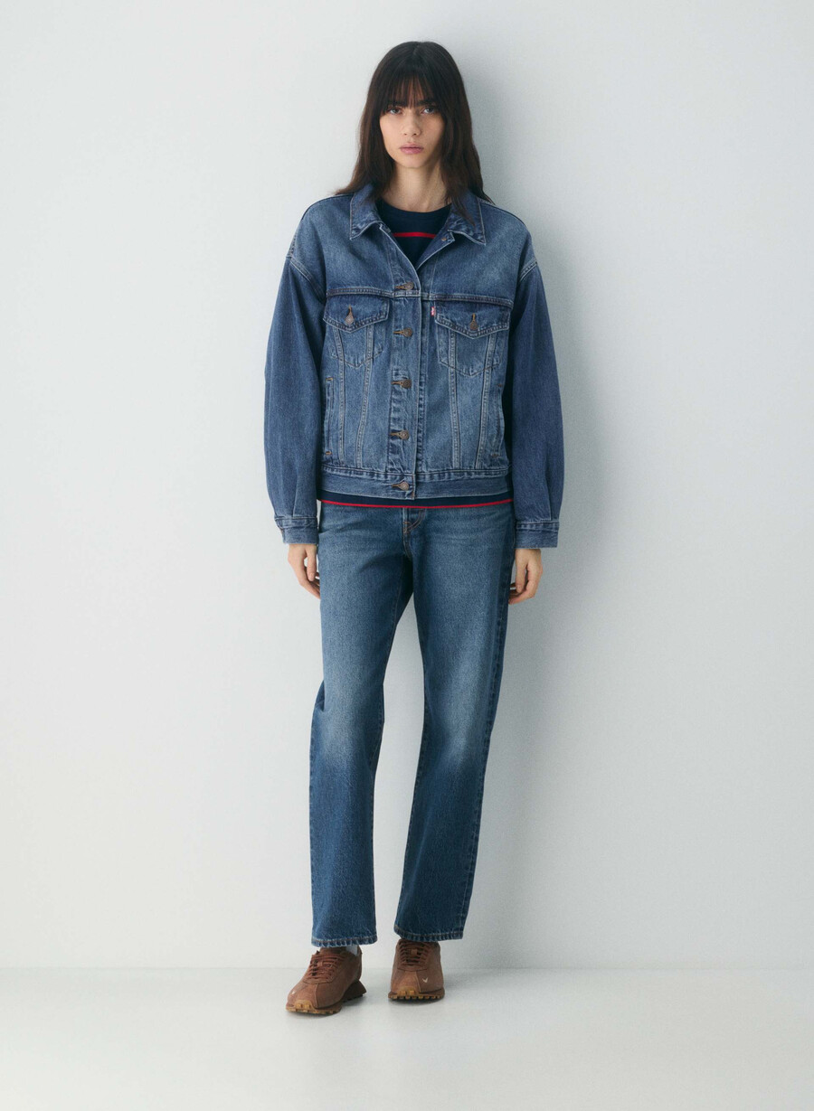 levis truckerjacke aus den 90ern dunkelindigo
