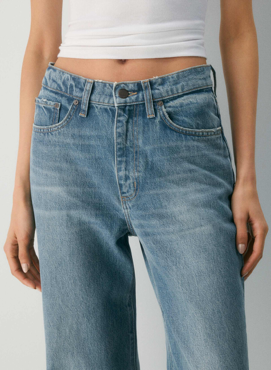 denim forum cleo relaxed hi-rise wide jeans vintage mittelblau