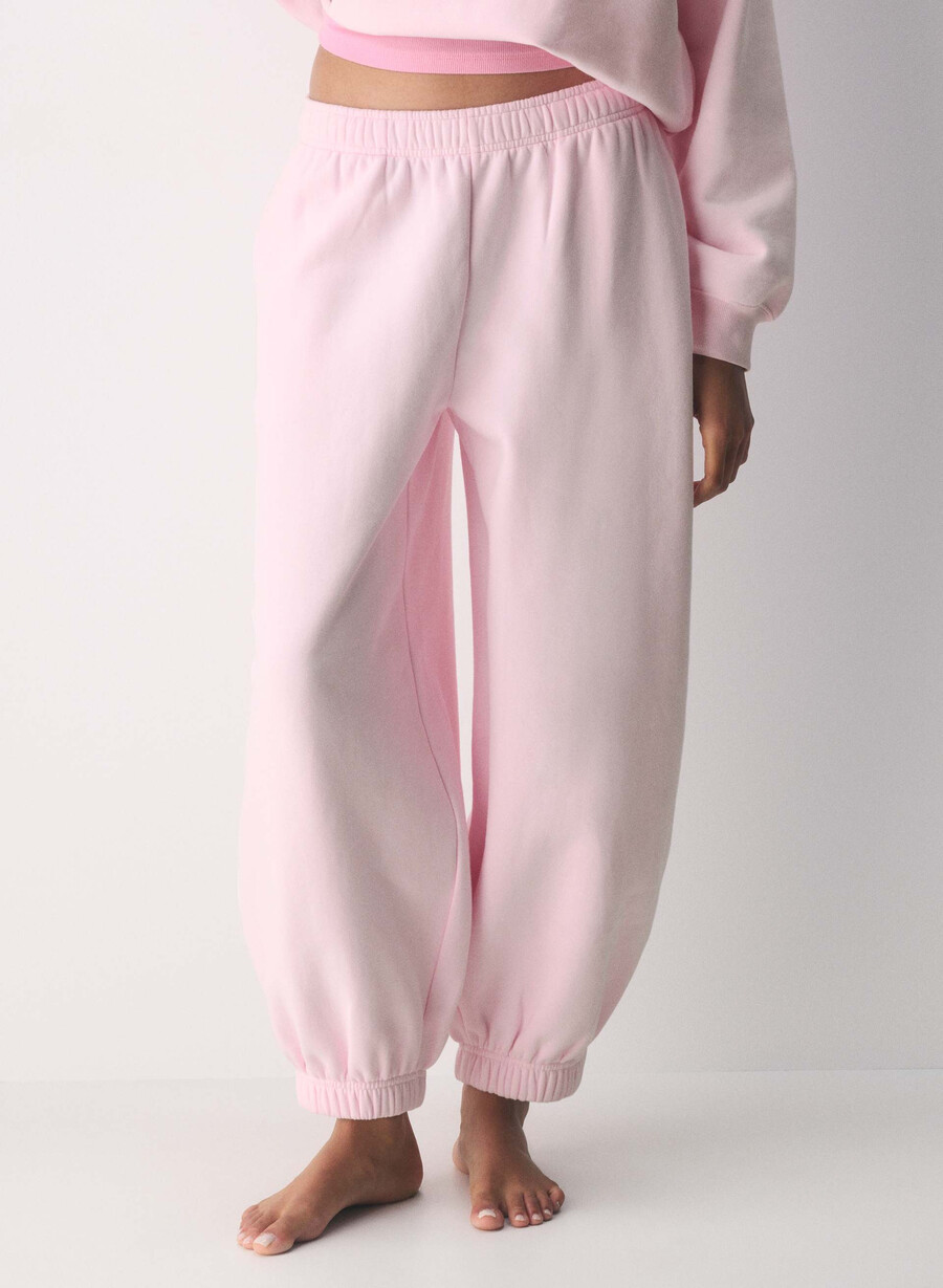 kuschelige sweatfleece mega balloon jogger villa pink