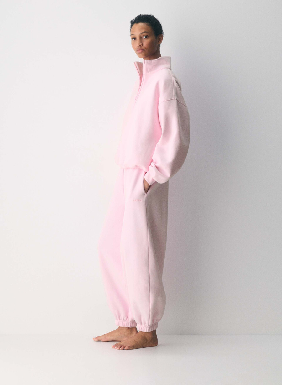 kuschelige sweatfleece mega balloon jogger villa pink