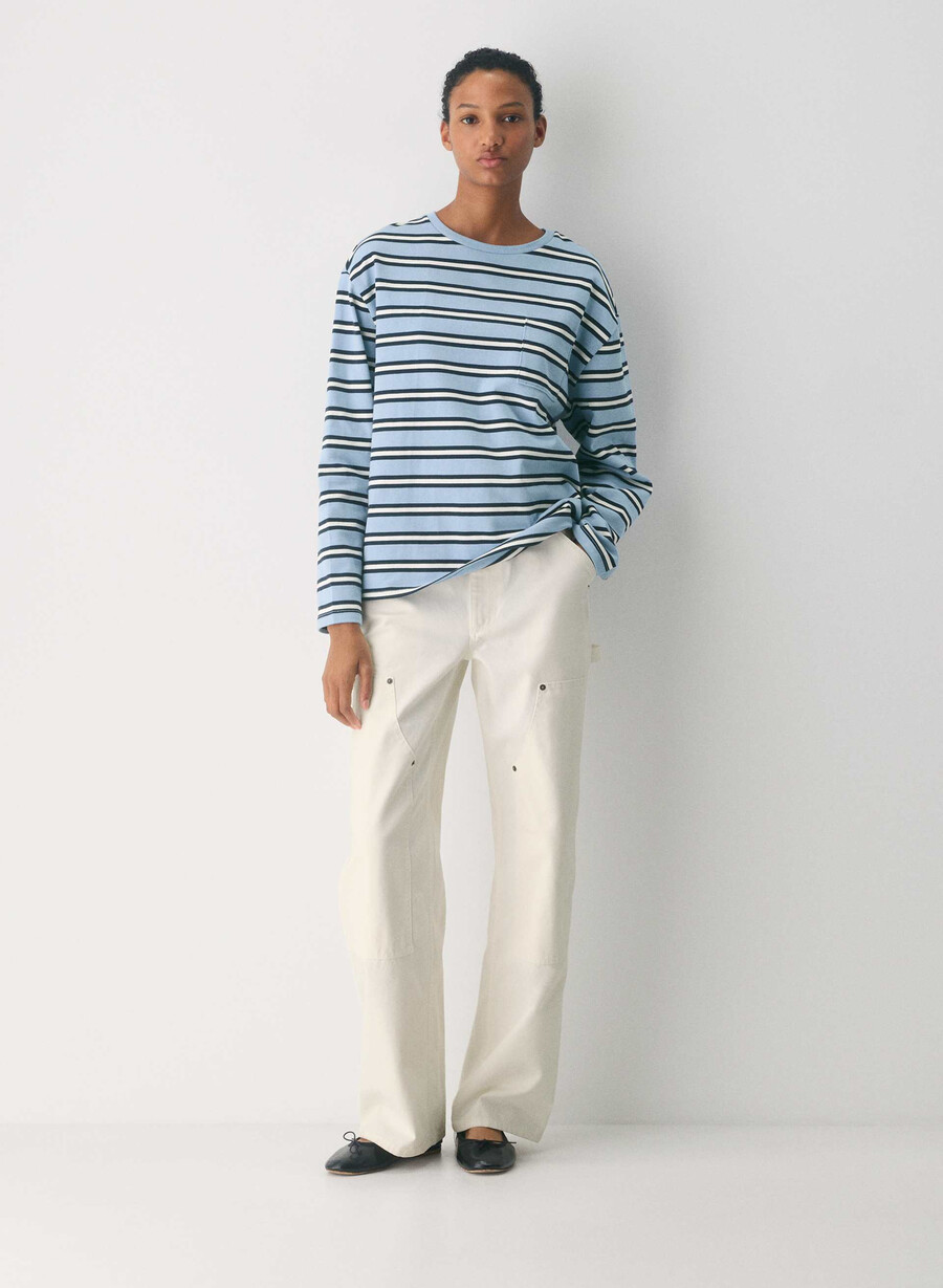 mighty cotton fletch langarmshirt ripple blueadmiral