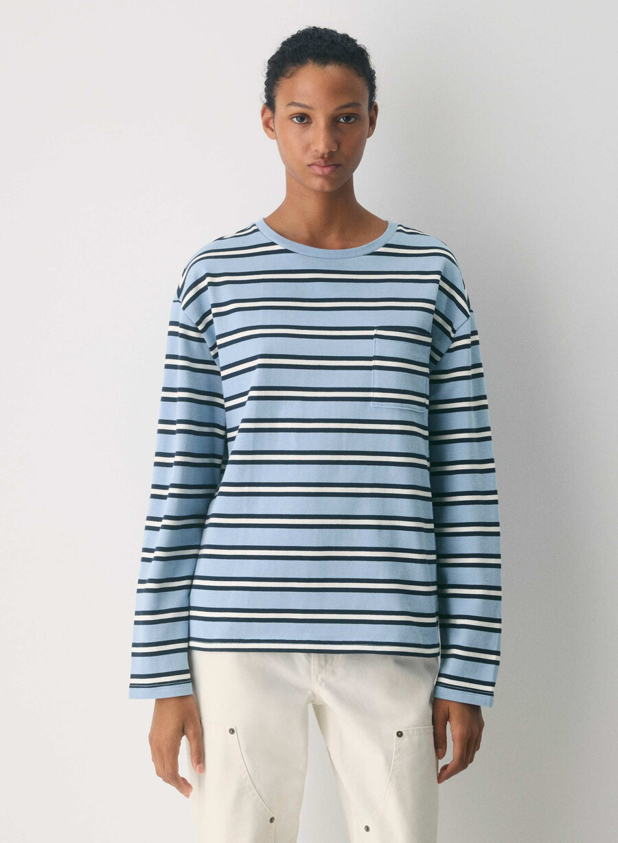 mighty cotton fletch langarmshirt ripple blueadmiral