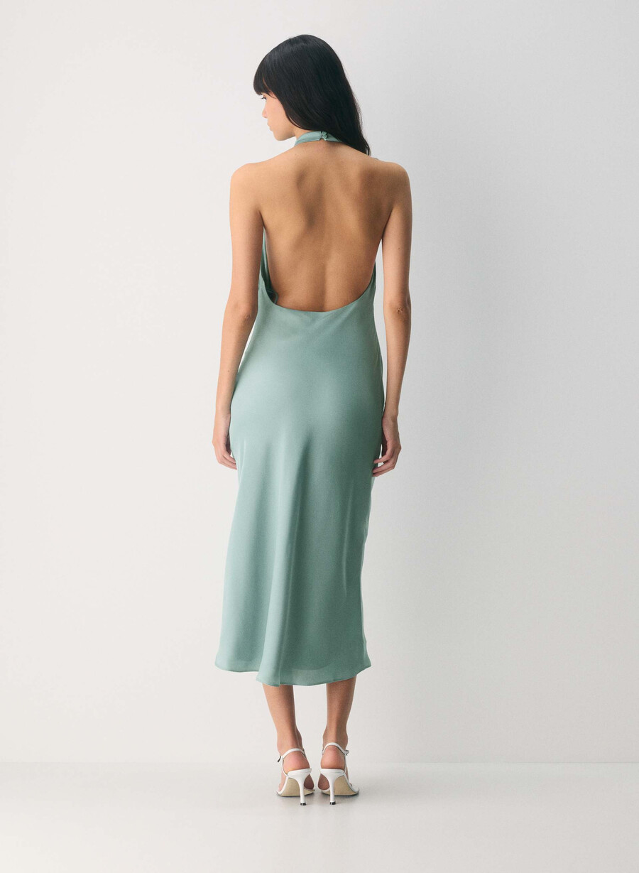 publikum satin-halterkleid hellbirbirketonal