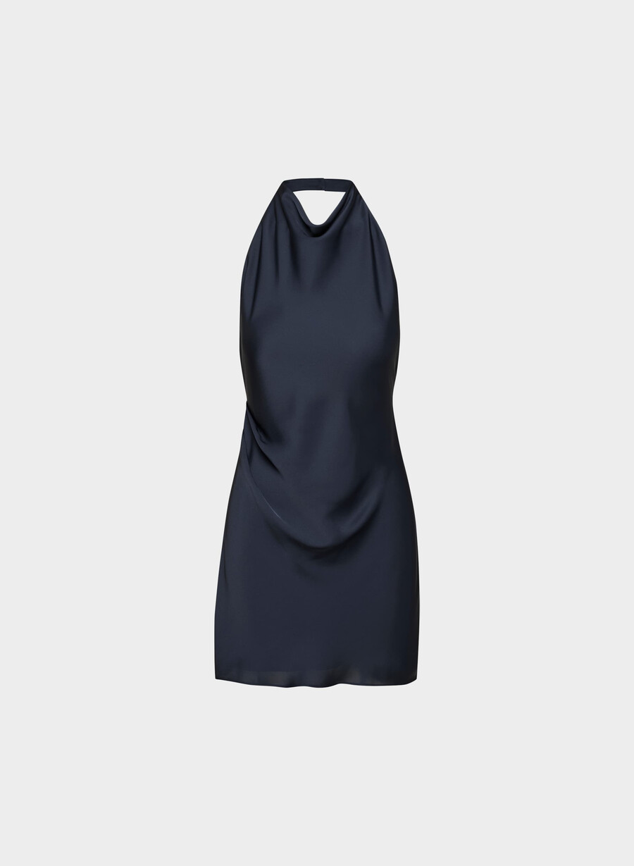 audience satin mini neckholderkleid admiral