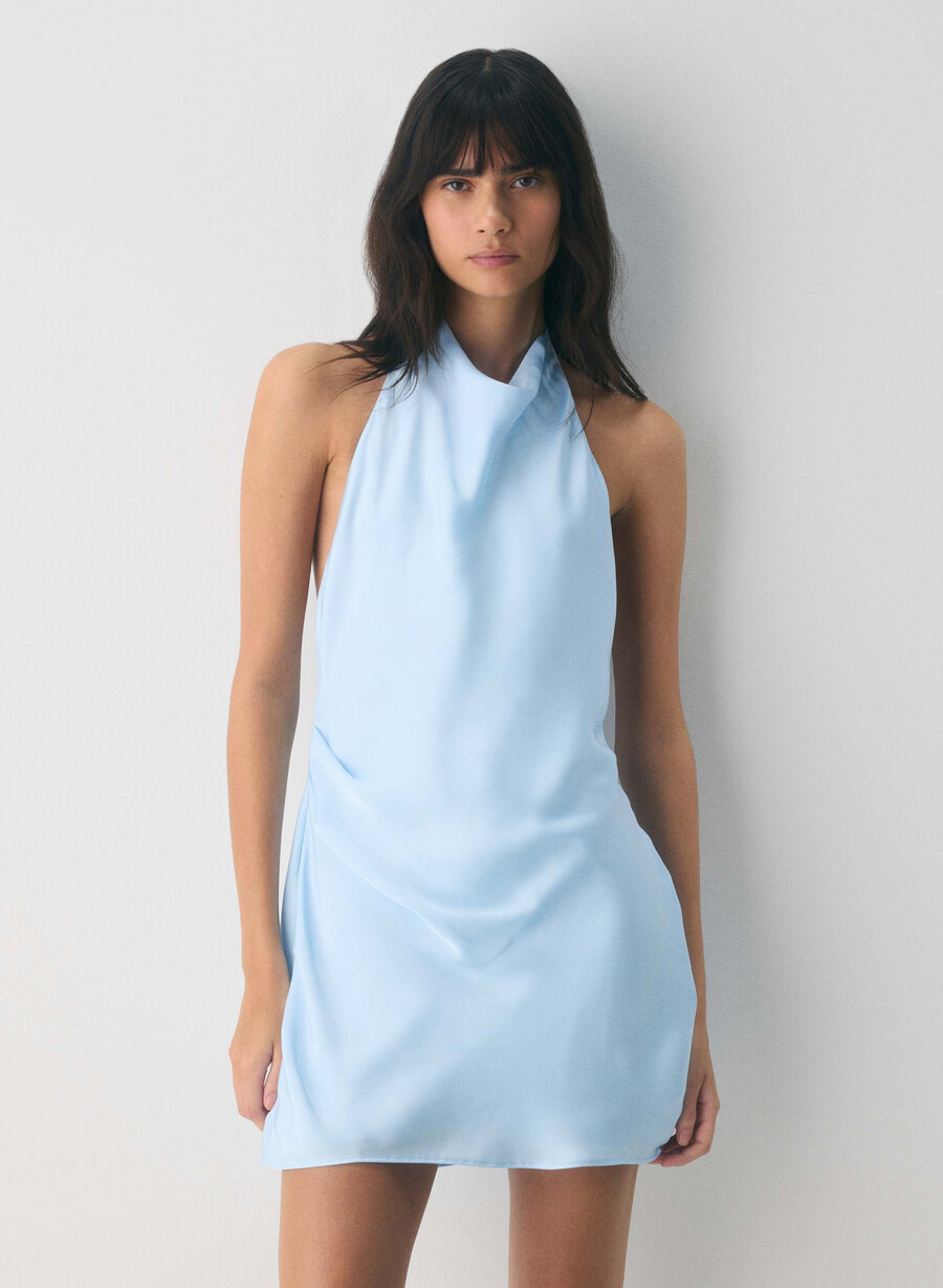 audience satin mini neckholderkleid admiral