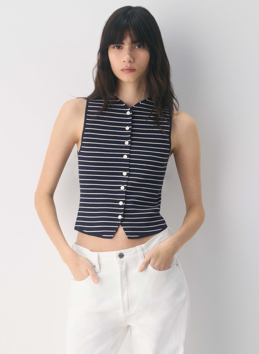 croquet sweater vest - wonder yarn admiral light birch