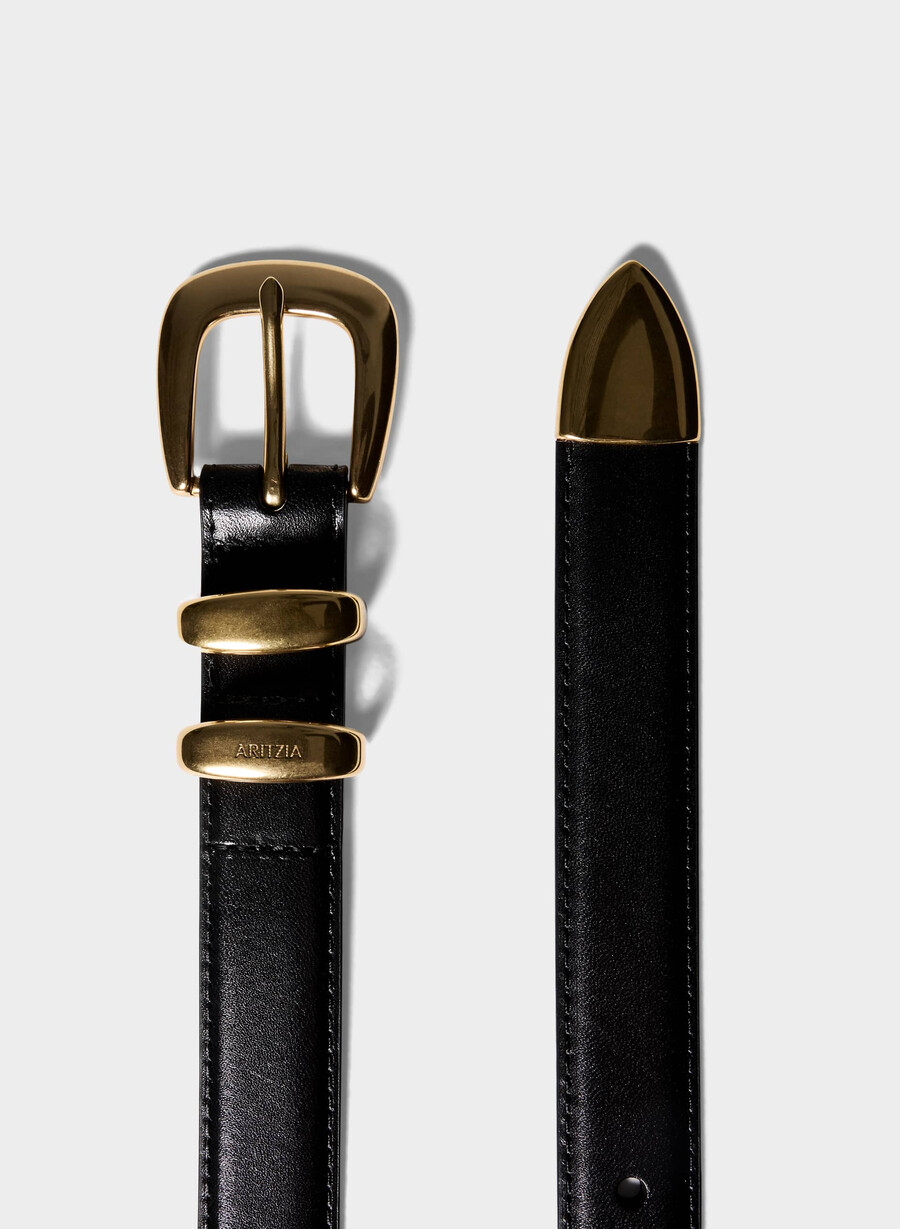 legendärer gürtel aus massivem messing und leder schwarzgold