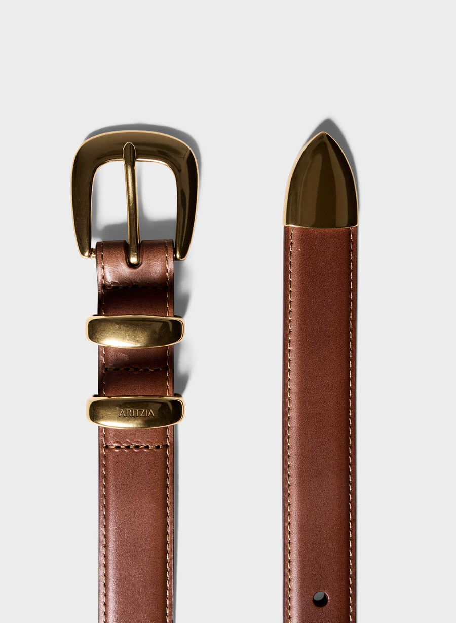 legendärer gürtel aus massivem messing und leder rohbraungold