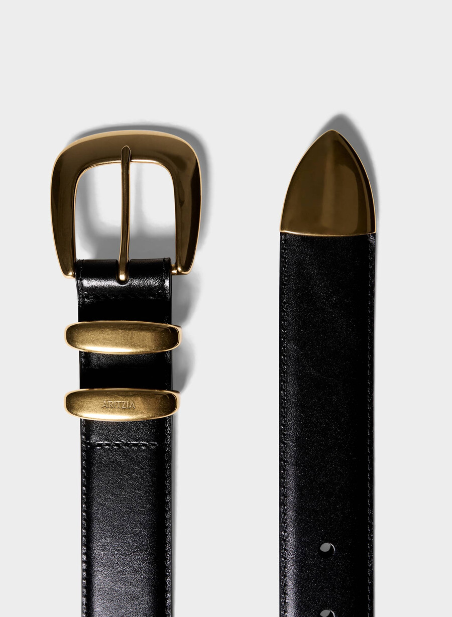 legendärer breiter gürtel aus massivem messing und leder schwarzgold