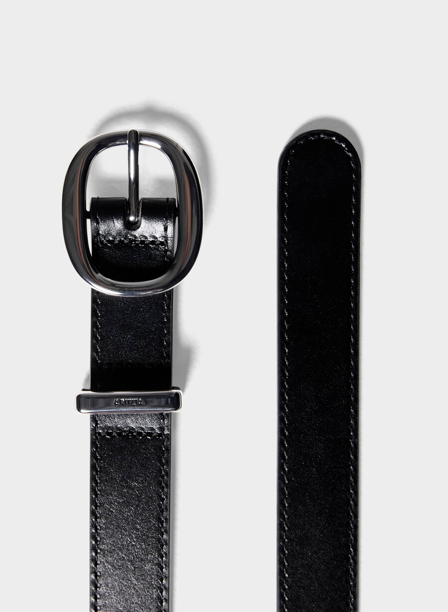 lebenslanger massiver messing-ledergürtel schwarzsilber