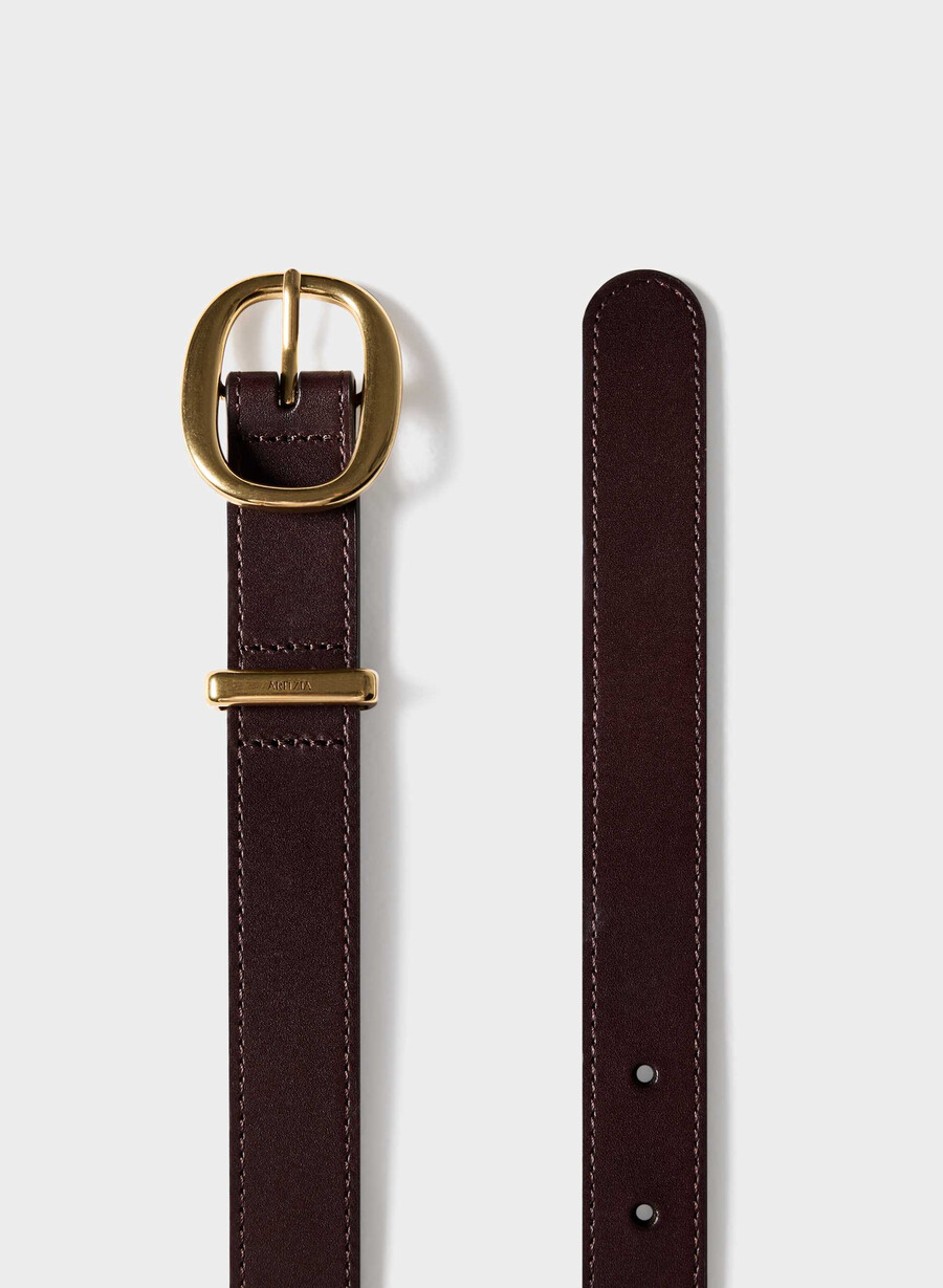 lebenslanger massiver messing-ledergürtel manor brown gold
