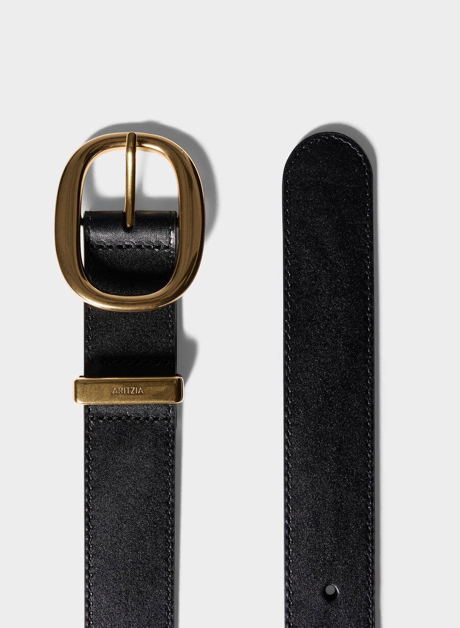 breiter gürtel aus massivem messing und leder schwarzgold