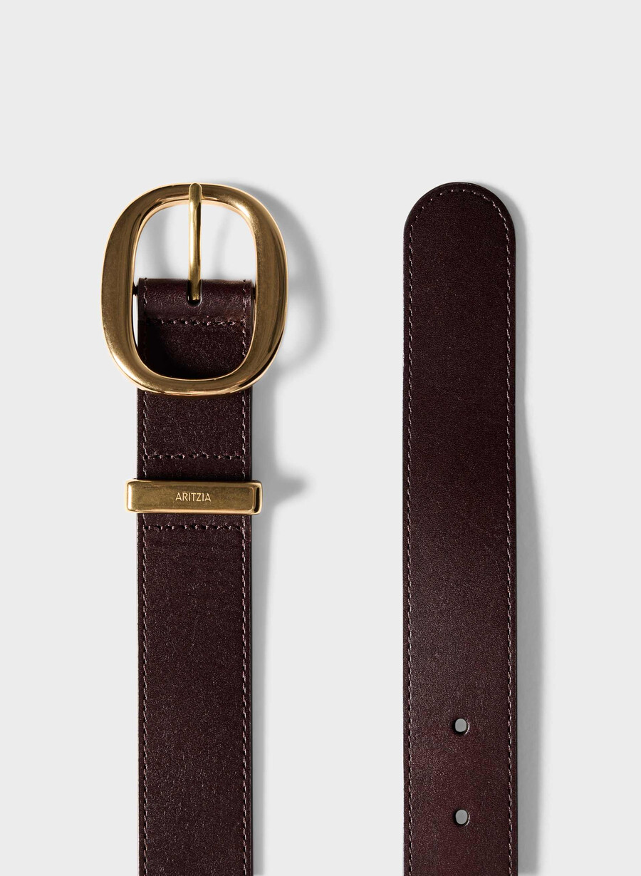 lebenslanger breiter gürtel aus massivem messing und leder manor browngold