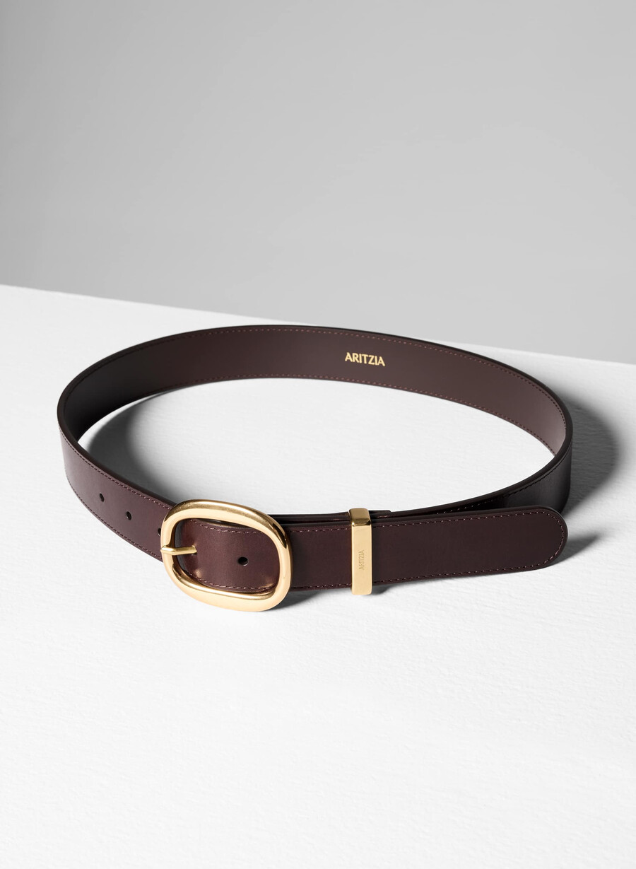 lebenslanger breiter gürtel aus massivem messing und leder manor browngold